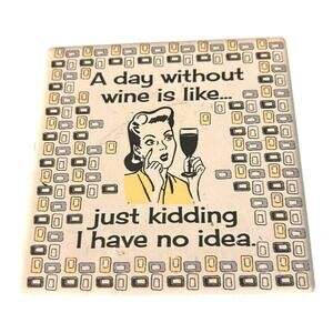 Primitives by Kathy Stoneware Cork Bottom Cute Wine Coaster